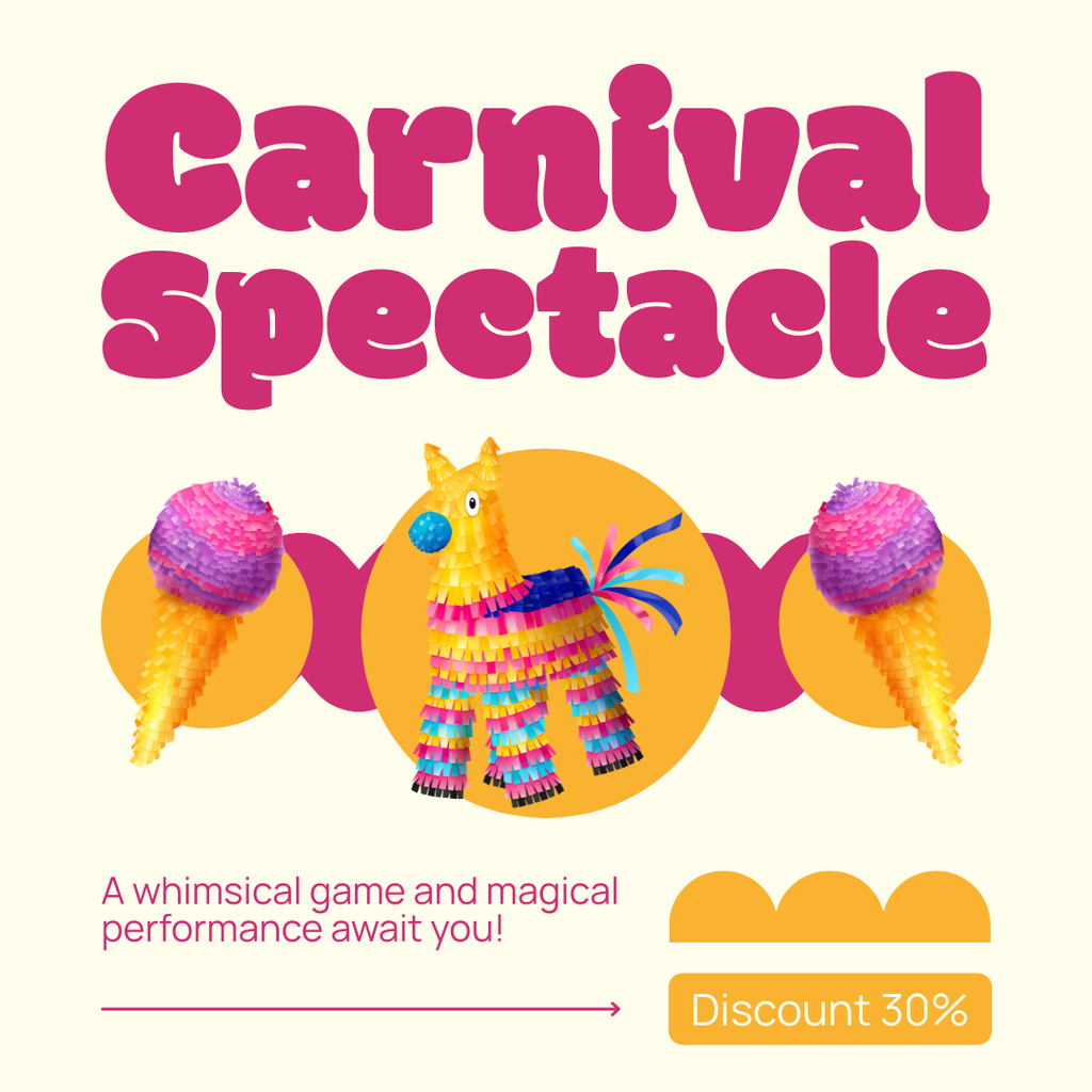 Ontwerpsjabloon van Instagram van Bright Carnival Spectacle With Pass At Lowered Costs