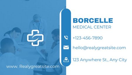 Modèle de visuel Annonce de centre médical avec illustration de croix - Business Card US