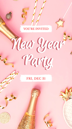 anúncio de festa de ano novo com champanhe Instagram Story Modelo de Design