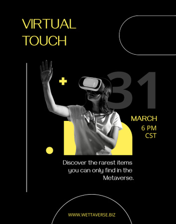 Virtual World Ad with Woman in VR Headset Poster 22x28in Design Template