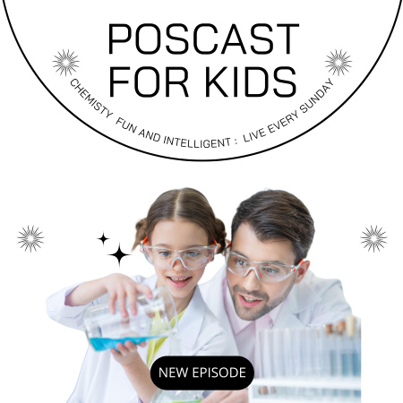 Zábavná obálka podcastu s chemií pro děti Podcast Cover Šablona návrhu