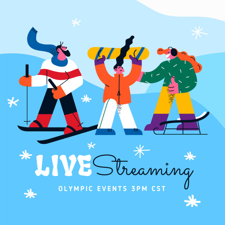 Live Streaming of Olympic Games Announcement Animated Post Design Template