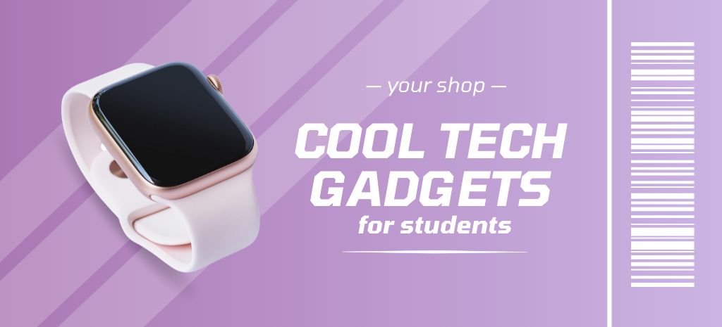 Ontwerpsjabloon van Coupon 3.75x8.25in van Back to School Sale of Gadgets with Smartwatch