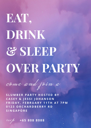 Sleepover Party with Tasty Food and Beverages Invitation Design Template