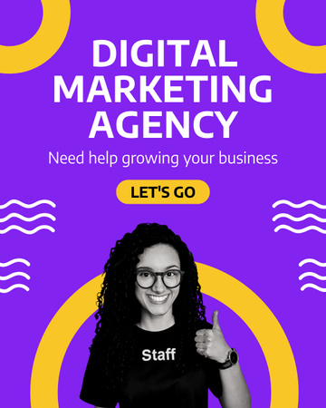 Plantilla de diseño de Offering Marketing Digital Agency Services for Business Growth Instagram Post Vertical 