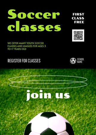 Soccer Classes with Ball on Grass Invitation tervezősablon