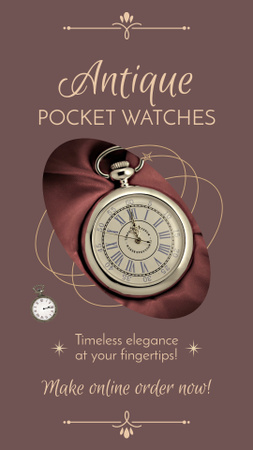 Предложение коллекционных карманных часов в антикварном магазине Instagram Video Story – шаблон для дизайна