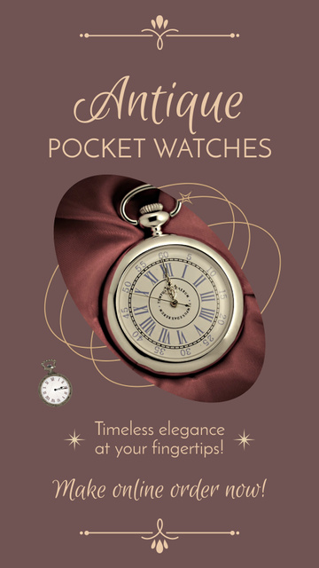 Collectible Pocket Watch Offer In Antique Shop Instagram Video Story Modelo de Design