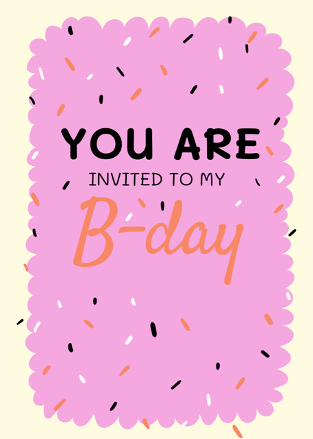 Birthday Party Celebration Announcement on Baby Pink Invitation Modelo de Design
