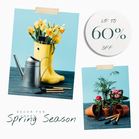 Ontwerpsjabloon van Instagram AD van Voorjaarsseizoensuitverkoop van tuinapparatuur