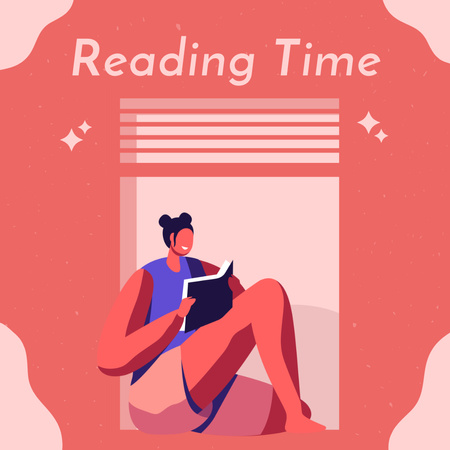 Plantilla de diseño de Girl reading on Window Instagram 