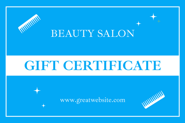 Ontwerpsjabloon van Gift Certificate van Beauty Salon Services with Illustration of Comb