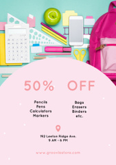 Back to School Sale with Stationery in Backpack