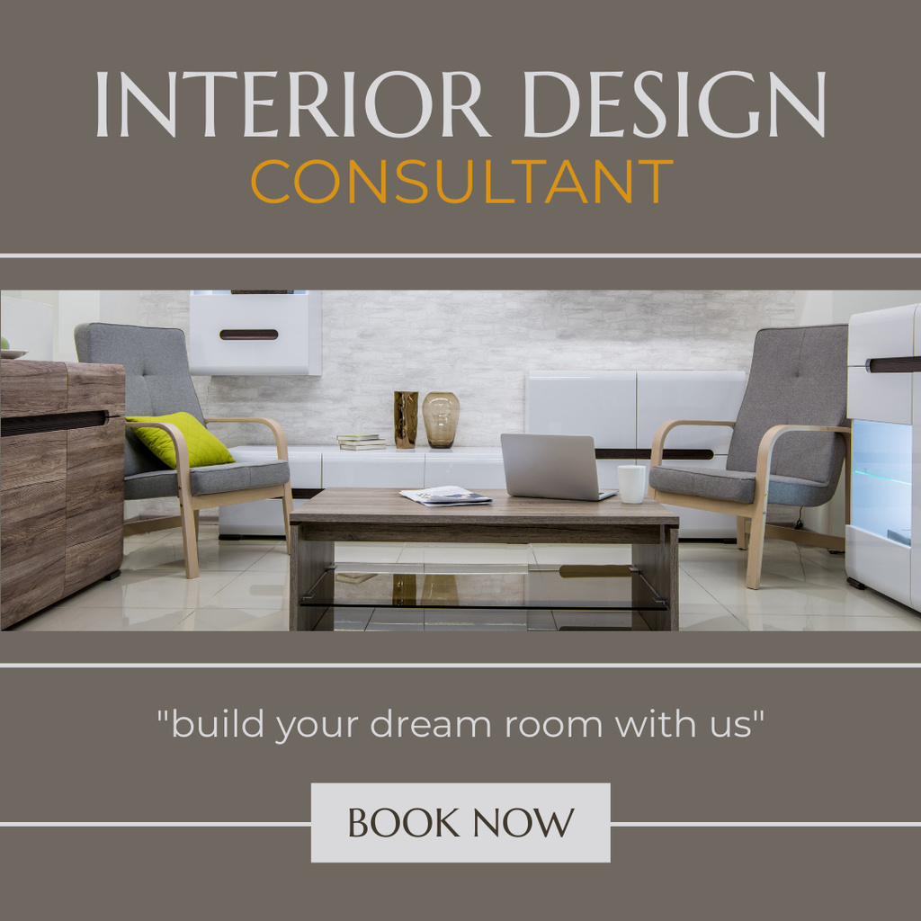 Interior Design Consultant Service Instagram AD tervezősablon