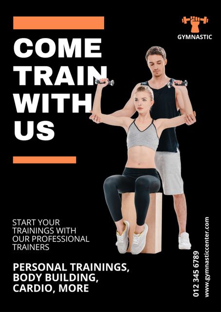 Designvorlage Personal Trainer Helping Woman on Back Exercise für Flyer A6
