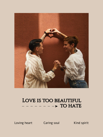 Текст про любов і ненависть на бежевому Poster US – шаблон для дизайну