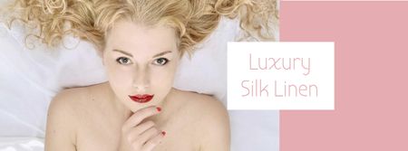 Plantilla de diseño de Silk linen Offer with Woman resting in Bed Facebook cover 