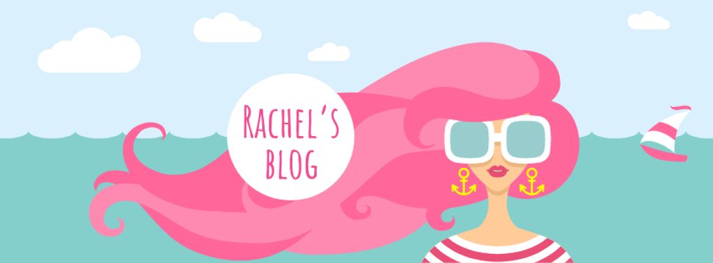 Template di design Lifestyle Blog with Woman with Pink Hair by the Sea Facebook cover