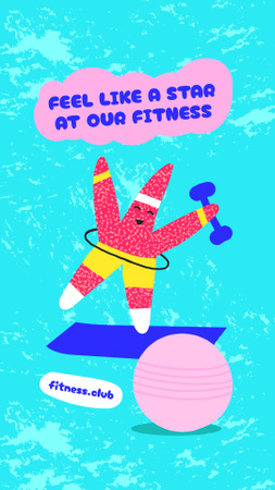 Fitness Club Offer with Funny Starfish in Sportswear Instagram Story Design Template