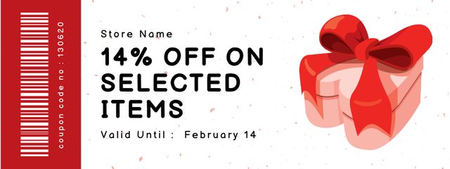 Discount on All Items for Valentine's Day Coupon Šablona návrhu