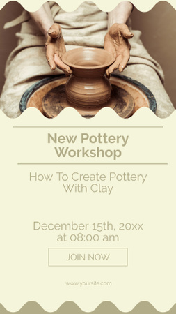 Platilla de diseño Pottery Workshop Ad with Female Hands Working on Potters Wheel Instagram Story
