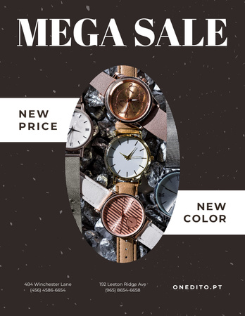Ontwerpsjabloon van Poster 8.5x11in van Luxury Accessories Sale with Golden Watch