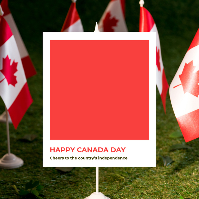 Happy Canada Day greeting instagram post with flags Instagram Design Template