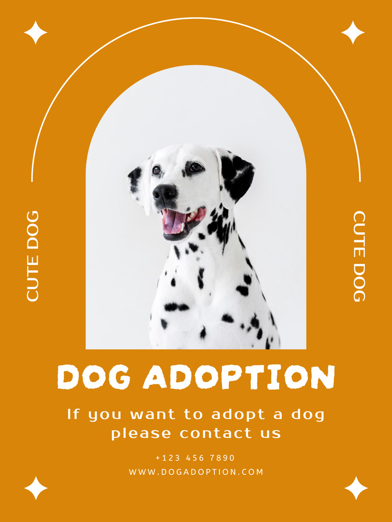 Dog Adoption with Dalmatian in Yellow Poster 36x48in Design Template
