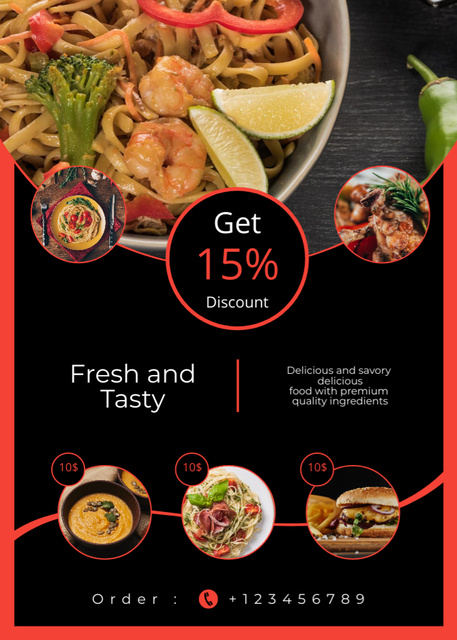 Delicious Food Offer with Premium Quality Ingredients Flayer Design Template