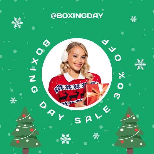 Christmas Sale with Attractive Blonde Instagram Design Template