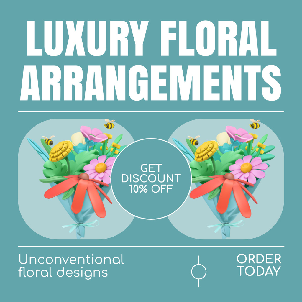 Discount on Professional Flower Arrangement Services for Various Bouquets Instagram AD Design Template