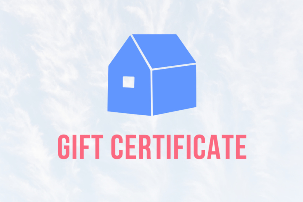 Ontwerpsjabloon van Gift Certificate van Repair Materials Offer with House icon