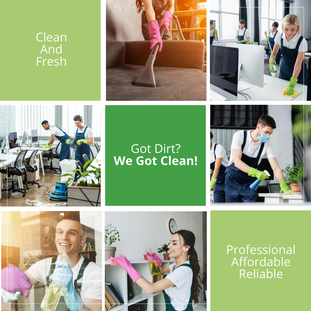 Plantilla de diseño de Professional And Affordable Team for Cleaning Services Instagram AD 