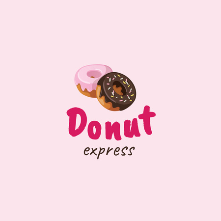 Bakery Emblem with Yummy Donuts Logo 1080x1080pxデザインテンプレート
