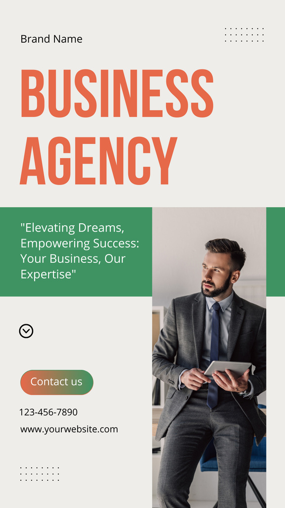 Services of Business Agency with Confident Businessman Instagram Story tervezősablon