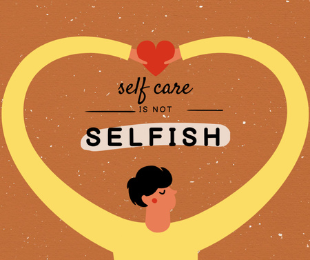 Self Care Inspiration with Man holding Heart Facebookデザインテンプレート