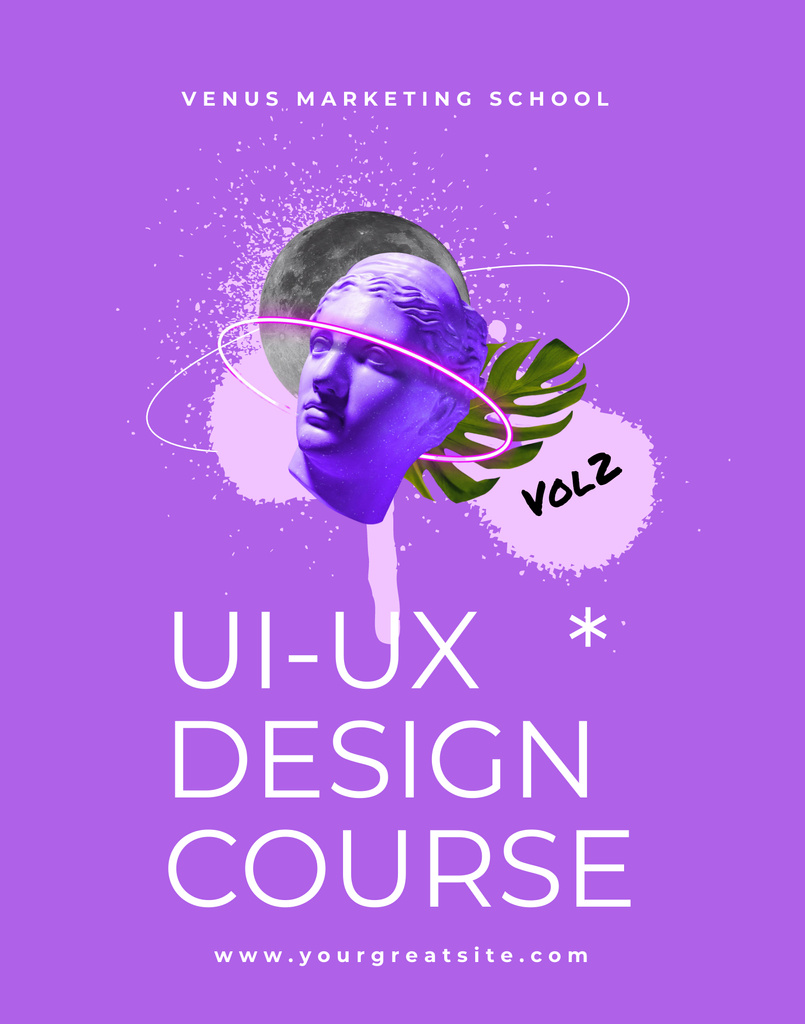 Modèle de visuel Design Course Offer in Postmodern Style on Purple - Poster 22x28in