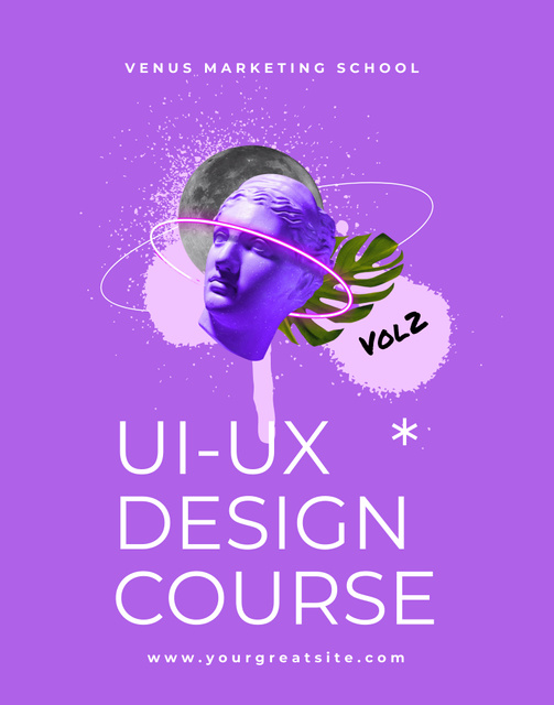 Design Course Offer in Postmodern Style on Purple Poster 22x28in – шаблон для дизайну