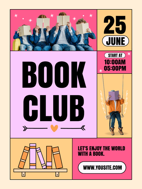 Entertainments in Book Club Poster USデザインテンプレート