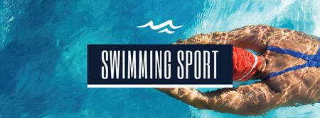 Swimming Sport Ad with Swimmer Facebook cover Πρότυπο σχεδίασης