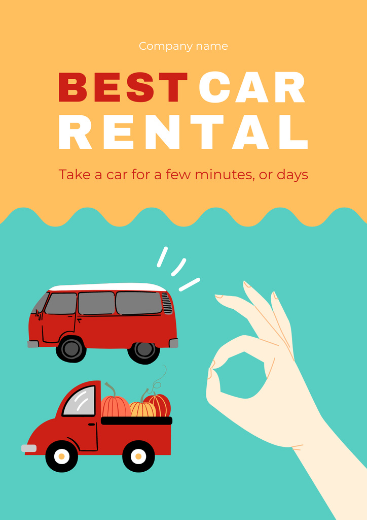 Car Rental Deals with Red Cars Posterデザインテンプレート