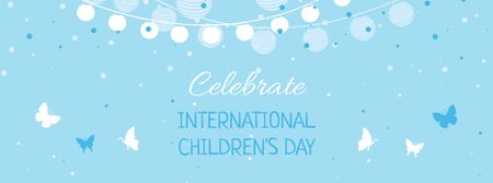 Children's Day Celebration with Cute Butterflies Facebook cover Design Template