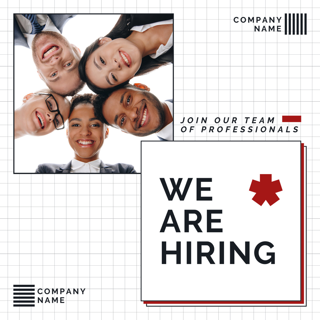 Template di design We Are Hiring Professionals of Different Industries LinkedIn post