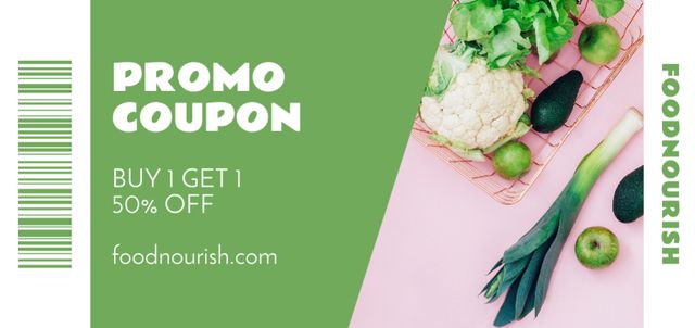Discount Announcement for Fresh Vegetables and Fruits Coupon Din Largeデザインテンプレート