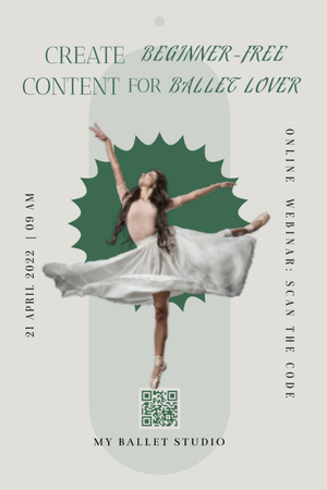Ballet Studio Ad with Girl Flyer 4x6inデザインテンプレート