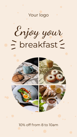 Designvorlage Discount Offer on Delicious Breakfast für Instagram Video Story