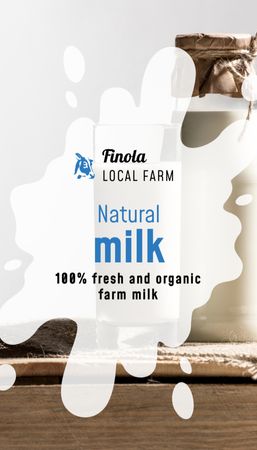Milk Farm Offer with Glass of Organic Milk Business Card US Vertical Design Template