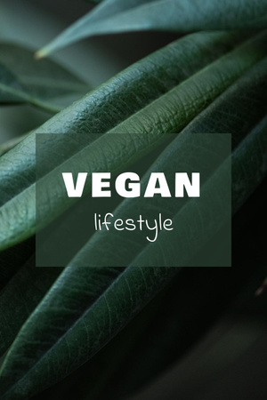 Vegan Lifestyle Concept with Green Leaves Pinterest Design Template
