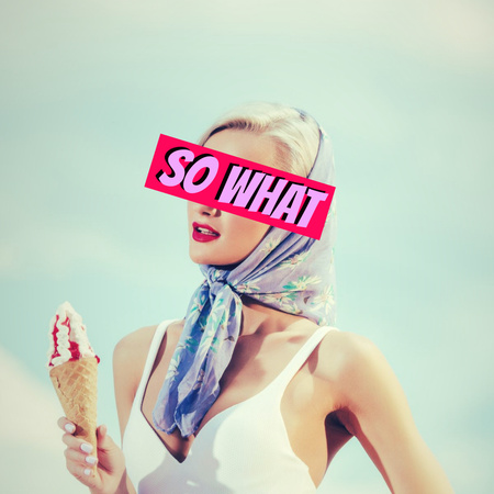Plantilla de diseño de Mujer rubia atractiva con helado apetitoso Instagram 