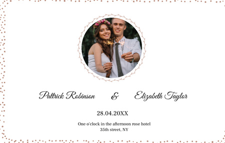 Wedding Announcement With Happy Newlyweds Invitation 4.6x7.2in Horizontal Design Template